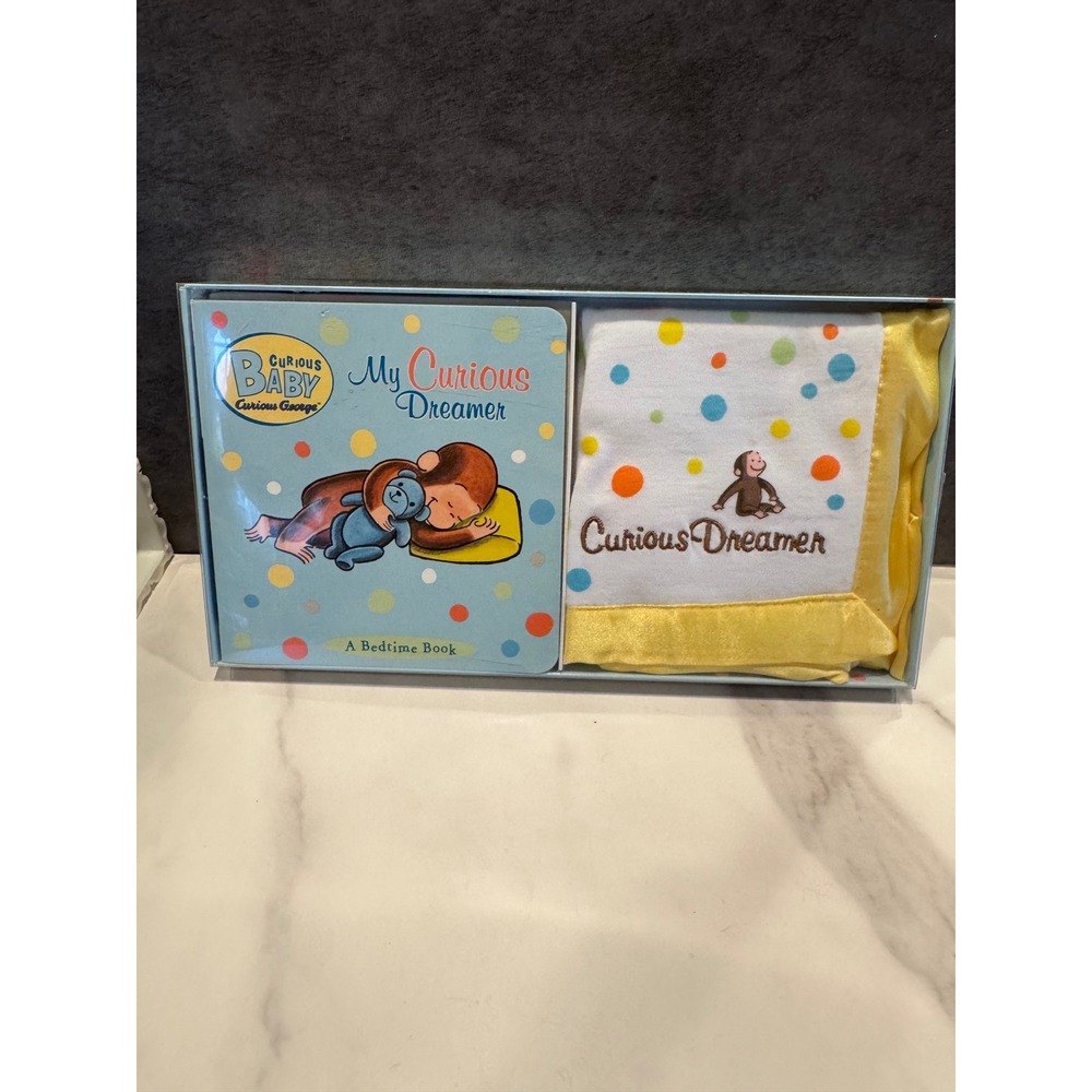 Curious George My Curious Dreamer Bedtime Board Book and Blankie Gift Set NEW